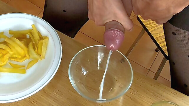 masturbation shemale porn Cum on food fetish: enjoying french fries special sauce! amateur shemale porn big cock shemale porn